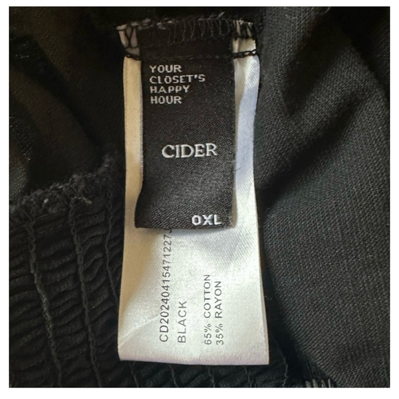 CIDER Black Wide Leg Crop Jumpsuit 0XL 12/14 Smocked Back Pockets - Picture 8 of 10